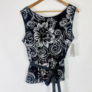 NWT Vtg 90s Alex Evenings XL Sequin Top Sleeveless Sparkle Blouse Black Y2K Chic